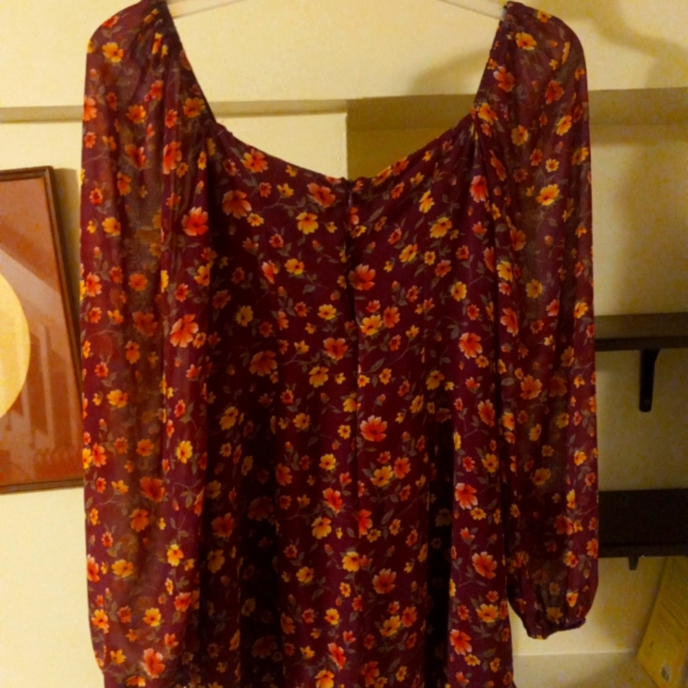 Forever 21 floral long sleeve mini dress size small